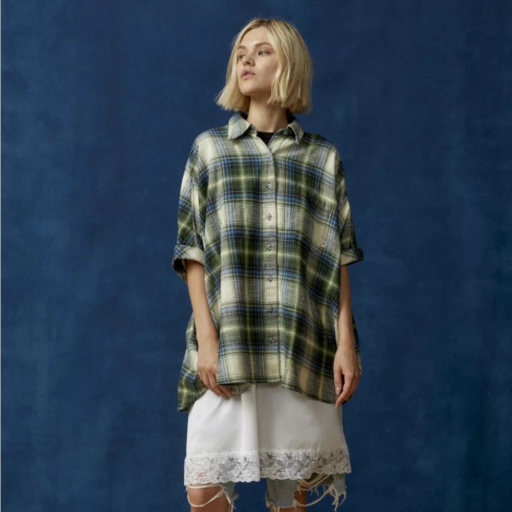 BDG Green Plaid Button Down Shirt